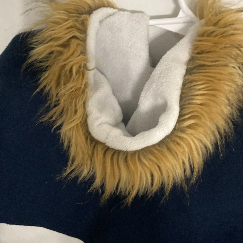 Adorable winter poncho like pea coat with a fuzzy hood size 5T
